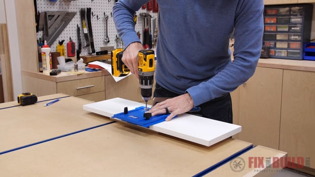 drilling holes in drawer face