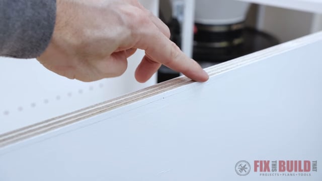 line on wooden hutch