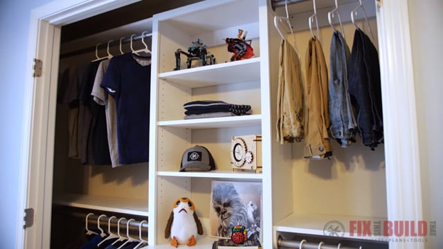 DIY Closet Organizer with Shelves and Drawers