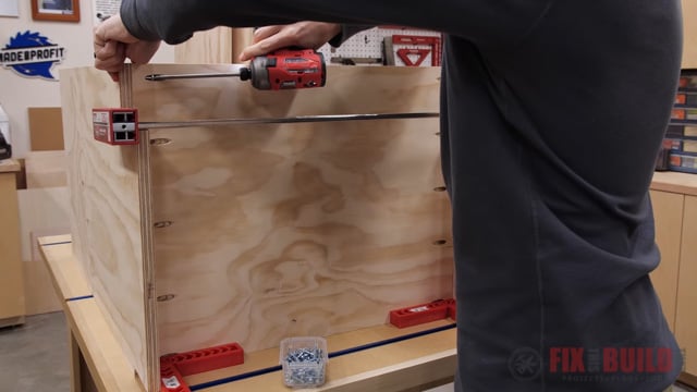 screwing the cabinet base together