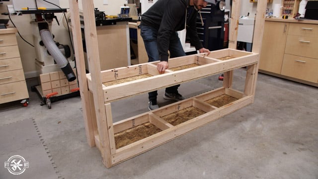attaching second shelf to the shelving unit