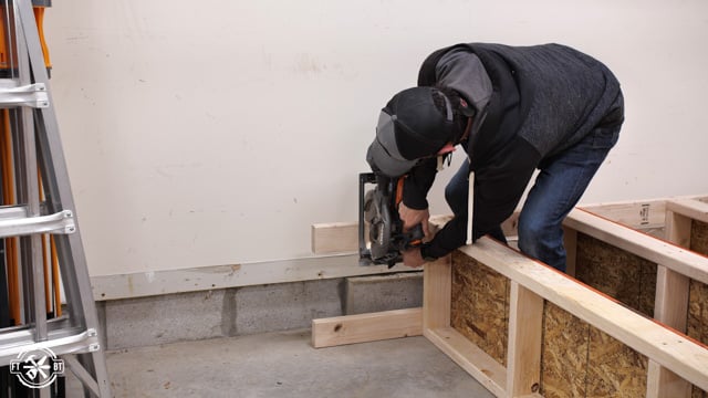 cutting leg of shelves to allow for curb
