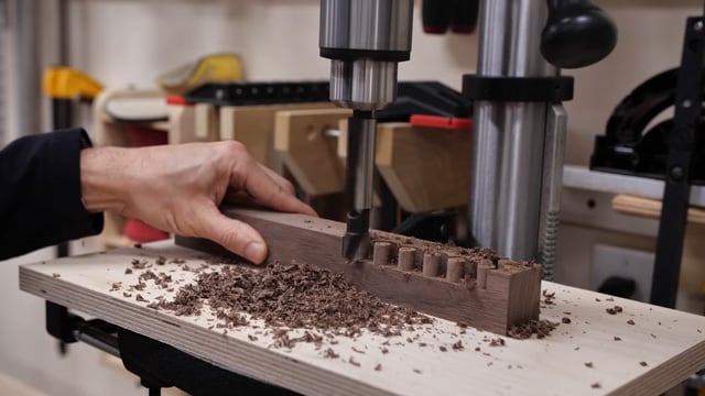 making wood plugs on a drill press