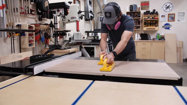 Cutting dados on piece of wood