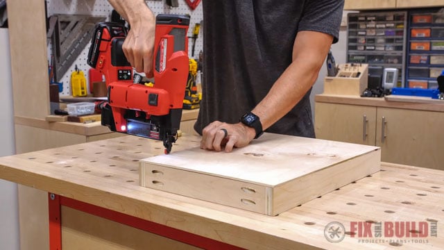 attaching bottom to pull out tray