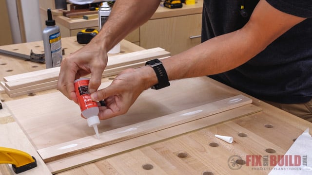 glue on wood strip