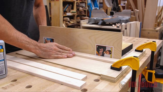 gluing wood strips down