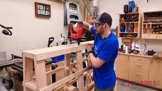 attaching luan to top of DIY Lumber Cart