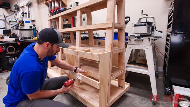 adding vertical wood storage to DIY lumber cart