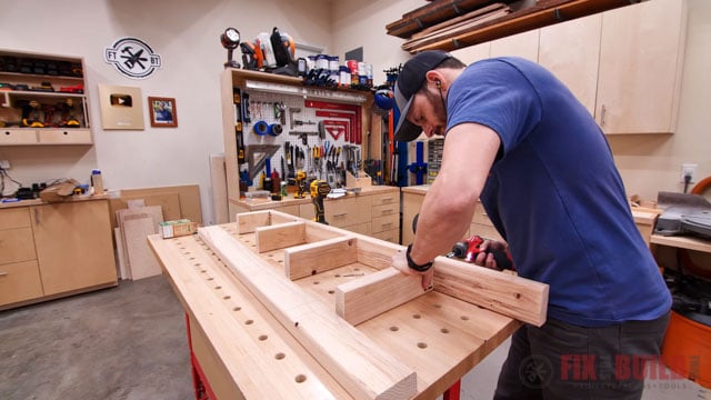 screwing together A frame for lumber cart
