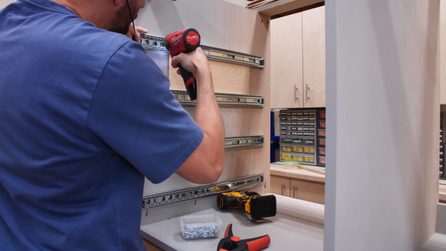attaching drawer slides to cabinet with spacers