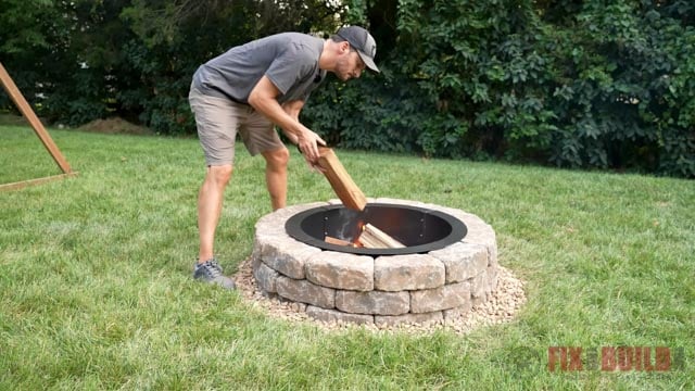 DIY Fire Pit building a fire