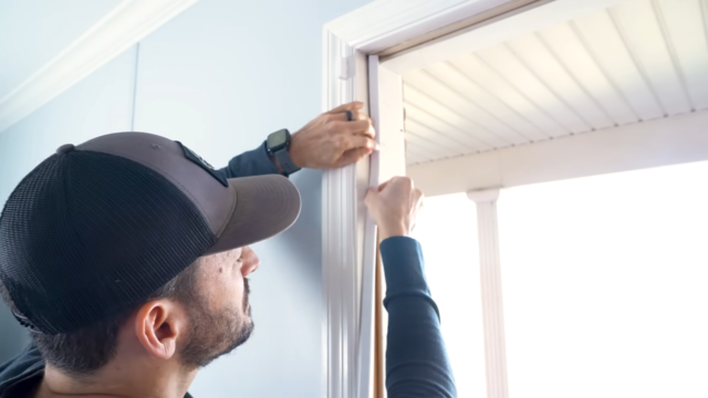 Adding new door seal to door frame